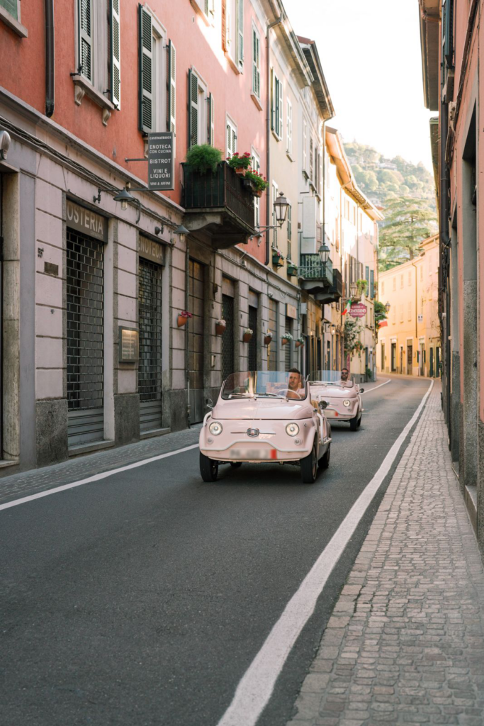 Electric LIDO Fiat 500 Jolly driving on a coastal road